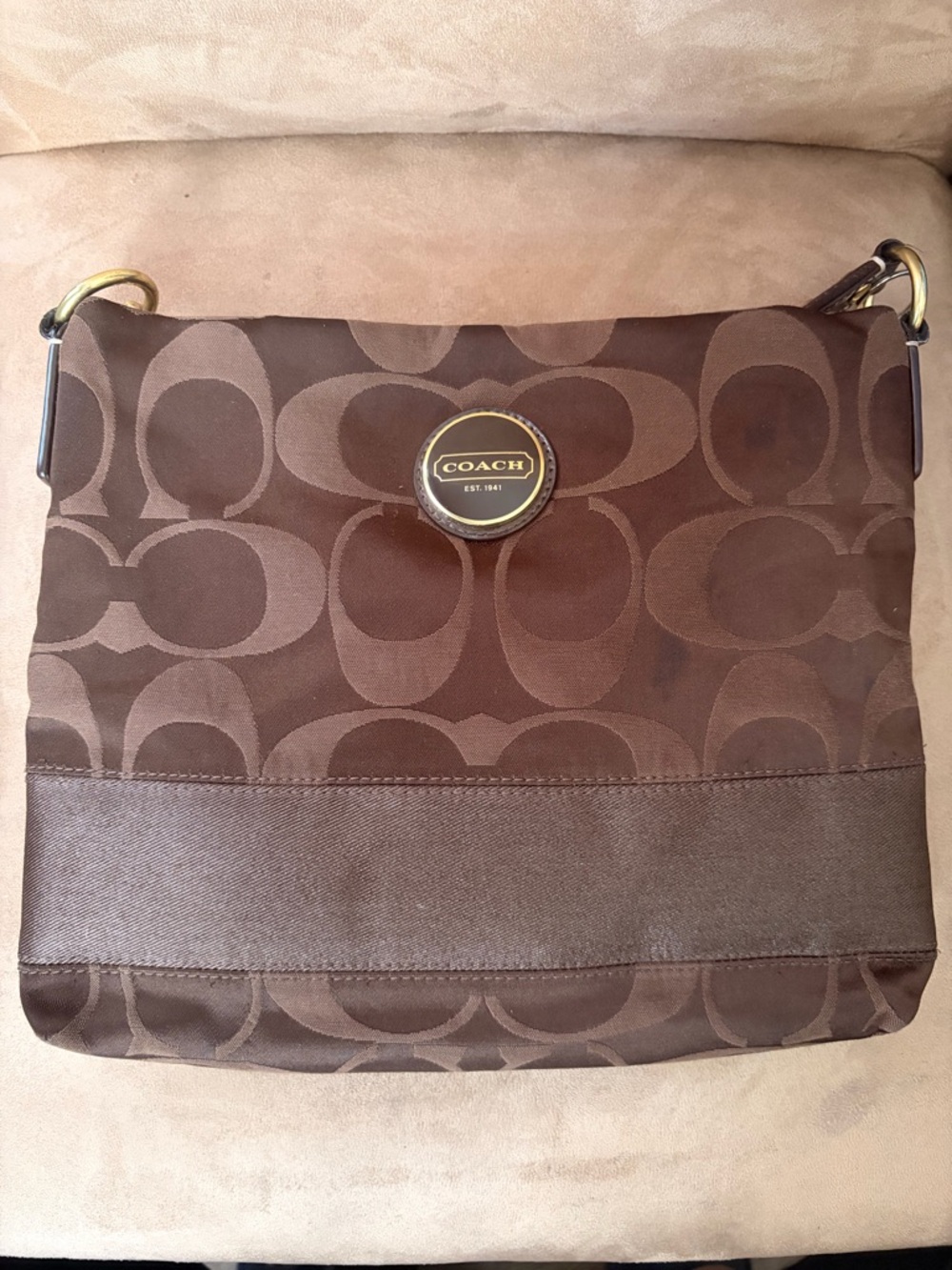 Coach Signature Canvas Crossbody Bag F18038 Brown